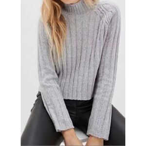 American Eagle wide ribbed mock neck cropped sweater